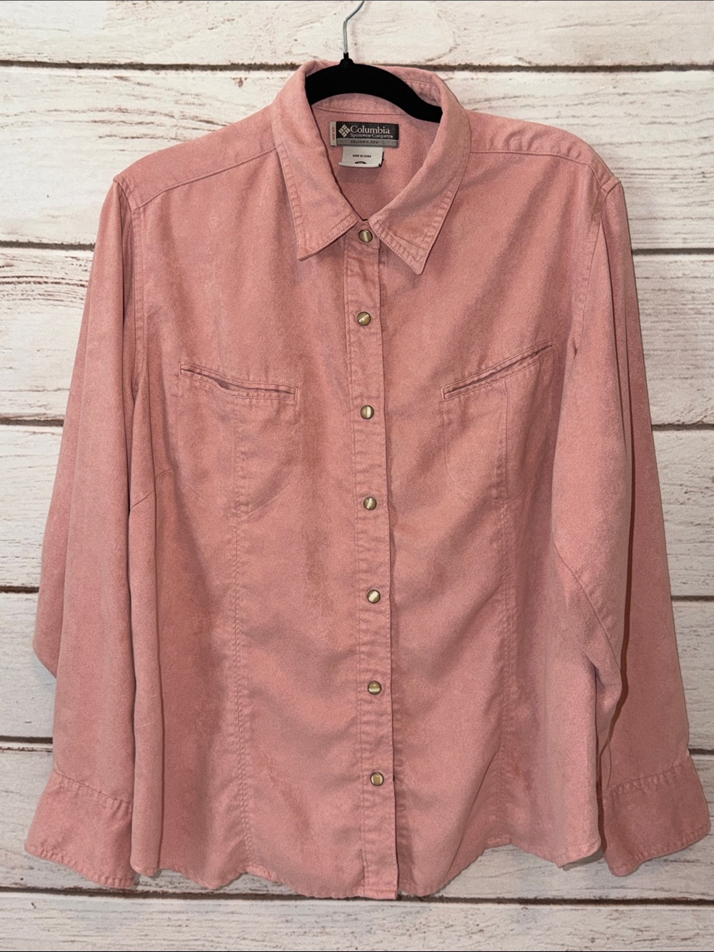 Columbia Dusty Pink Snap-Front Shirt Size 1X  Office School Western Soft